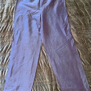 Valerie Stevens Lavender Wide Leg Pants Linen Silk